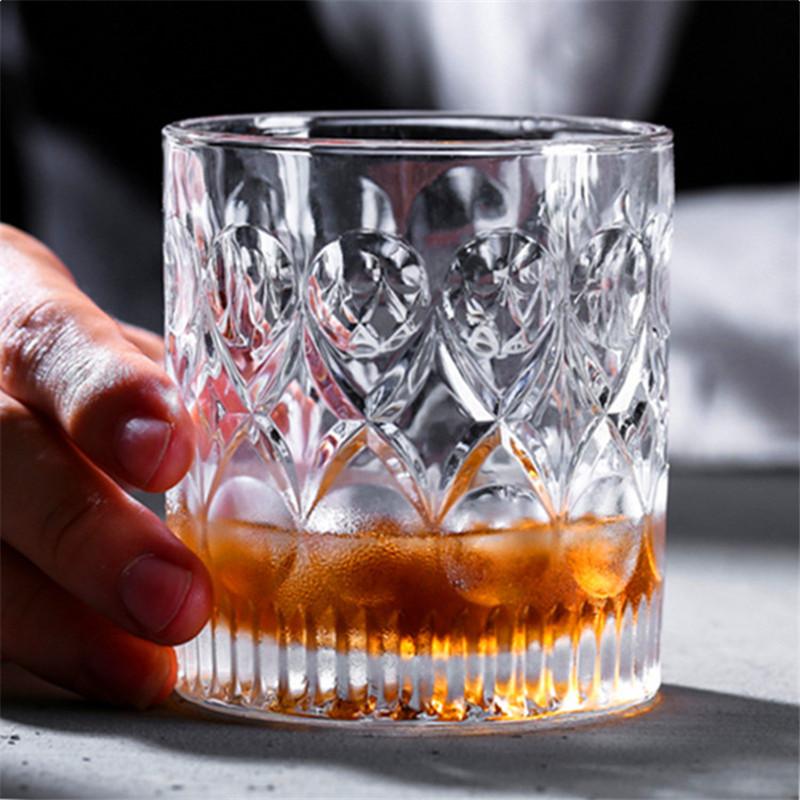 Houseware Premium Crystal Whiskey Glasses Drinking Glasses Lead-free Glass Engraved Cognac Glass Perfect for Cocktail Juice