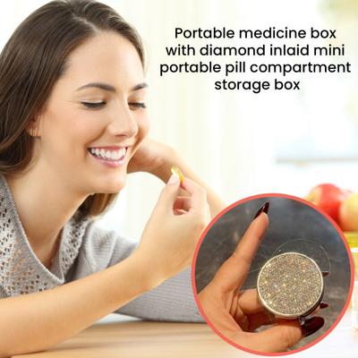 Портативный органайзер для таблеток с сверкающими стразами, пылезащитный компактный держатель для хранения таблеток