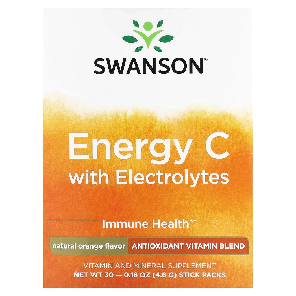 Energy C, with Electrolytes, Natural Orange, 30 Stick Packs, 4.6G (0.16Oz) Each
