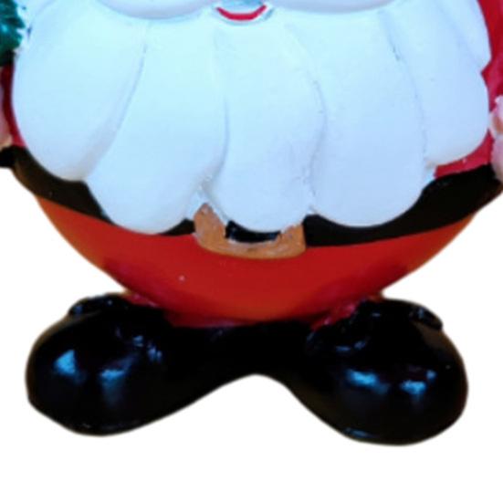 Пухлая фигурка Санта-Клауса из смолы, Санта держит елочное украшение, милая статуэтка Санты с металлическим кольцом для подвешивания на елку или для настольного праздничного декора