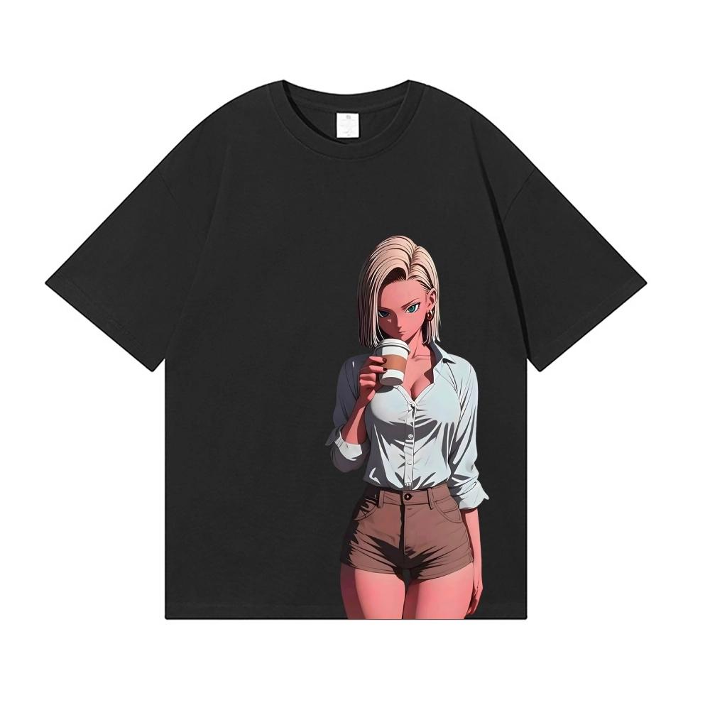 Dragon Ball Android 18 Классическая футболка в японском стиле Высококачественная уличная одежда Мужская одежда Женская одежда 2026 Лето Новая футболка