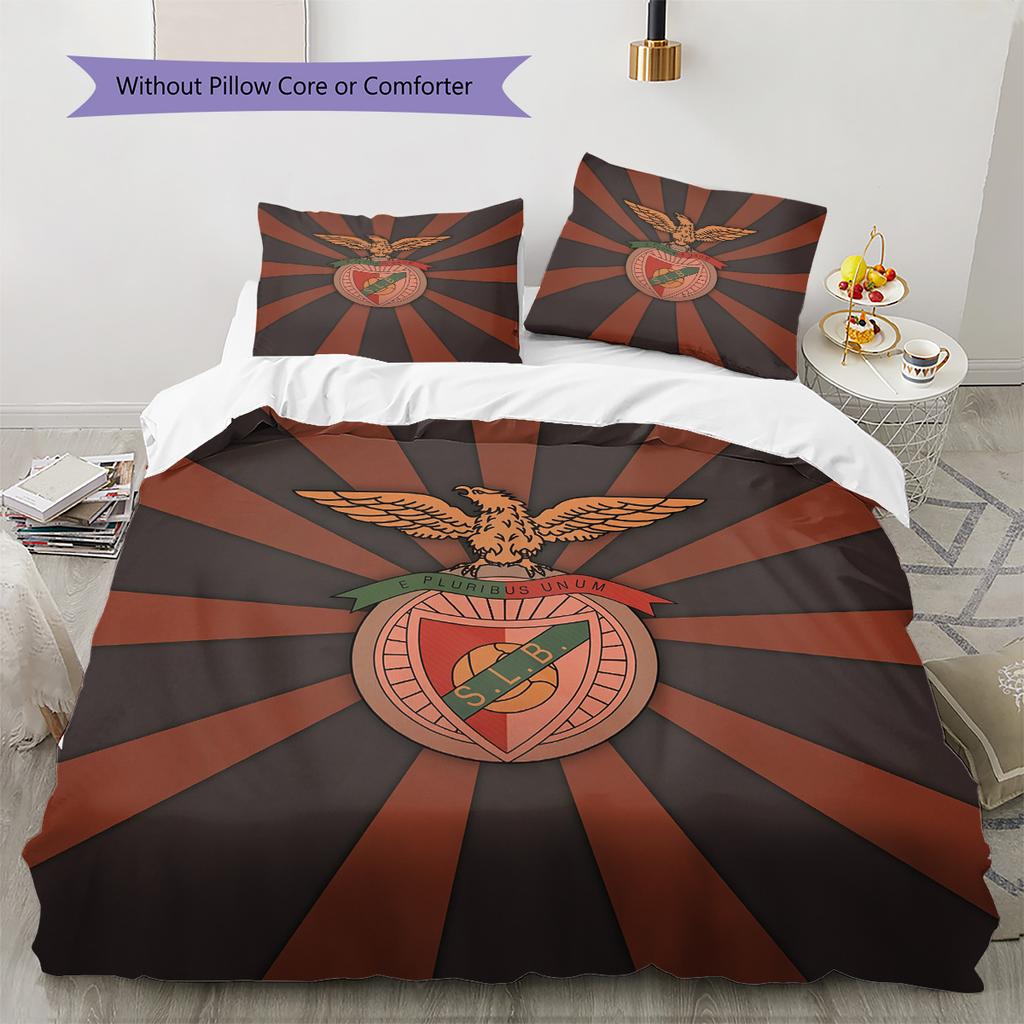 Футбольный клуб «Бенфика» Комплект постельного белья с узором Домашний декор Подарок (1 пододеяльник + 2 наволочки без наполнителя)