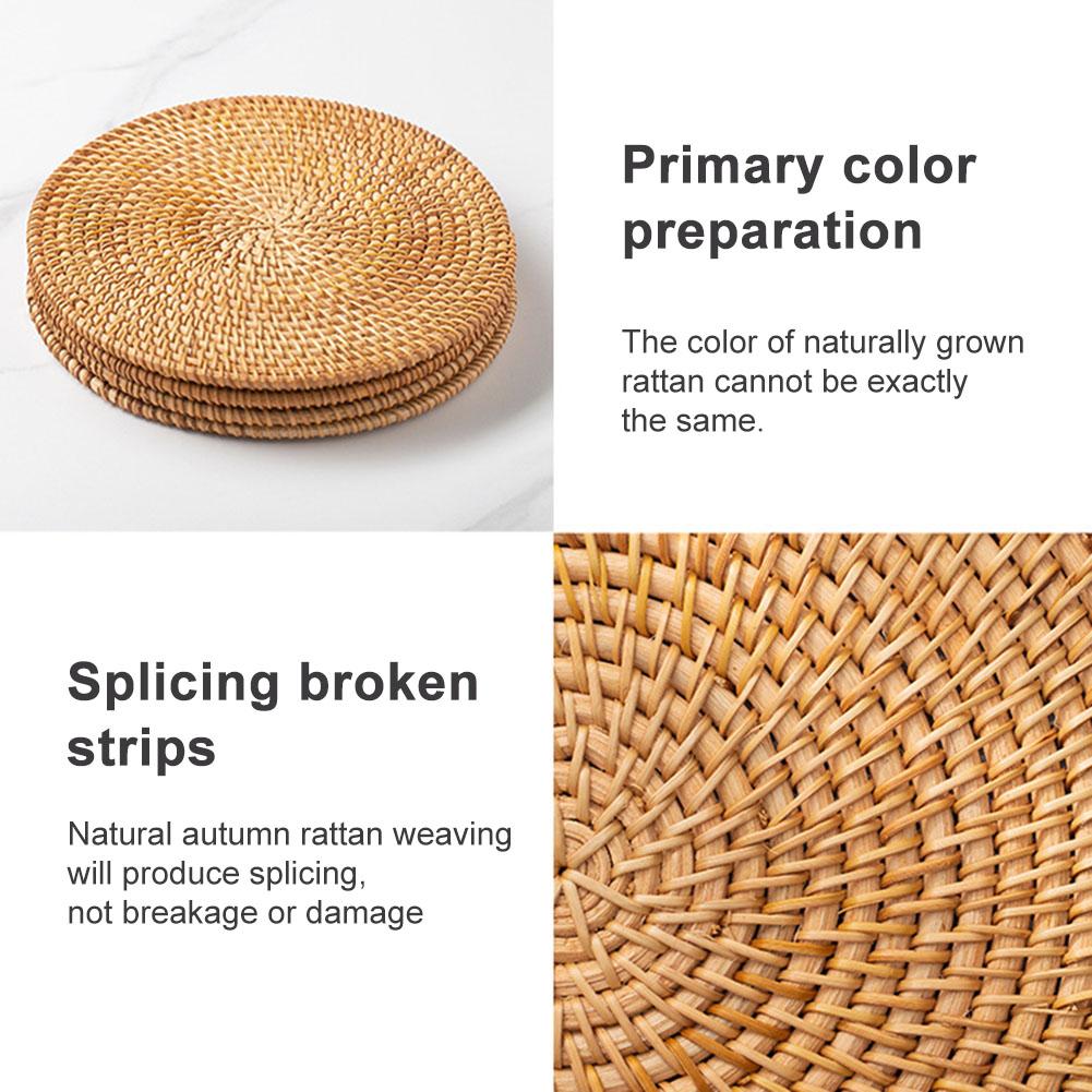 3 шт. Подставка под чашку из ротанга, плетеная вручную, 8-35 см, круглая, подставка под стол из ротанга, нескользящая, термостойкая, подставка под кружку для напитков, подставки под кофе для столовой