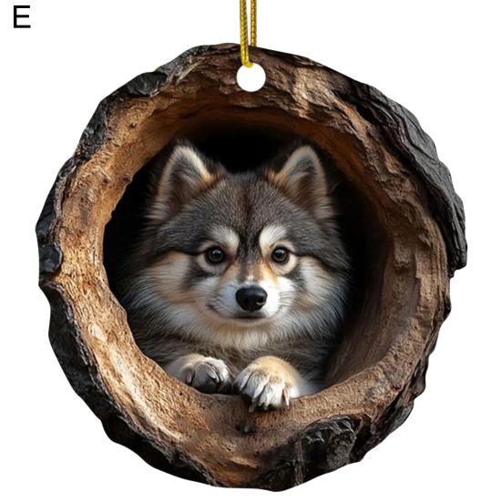 Christmas Tree Pendant Hanging Acrylic Ornament with Lanyard Easy To Install Adorable Animal Shape Holiday Festive Decoration