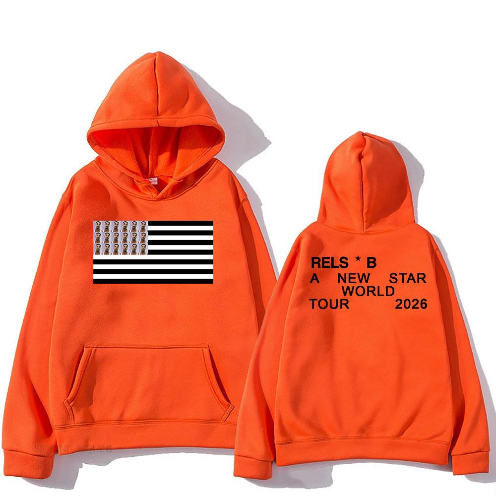 Худи A NEW STAR WORLD TOUR 2026 Певец RELS B Печатные Свитшоты С Длинным Рукавом Зимние Флисовые Пуловеры Унисекс Уличная Одежда
