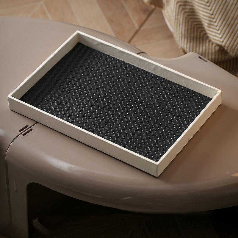 Поднос для чая ручной работы, косметика, квадратный поднос, хранение еды, тарелка для дома, свадьбы, вечеринки, искусственная кожа, орнамент, дерево, уникальные мелочи, аксессуары