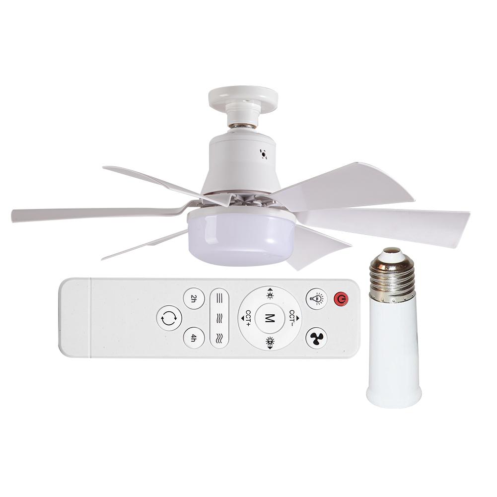 Ceiling Fan Light with Remote Socket Ceiling Fan Timing Light Bulb Fan 3 Gear Wind Speed 6 Blades for Living Room Bedroom
