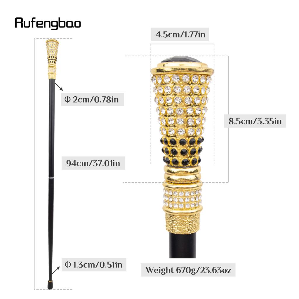 Черная искусственная алмазная золотая трость модная декоративная палка джентльмен элегантная косплей трость набалдашник посох 94 см
