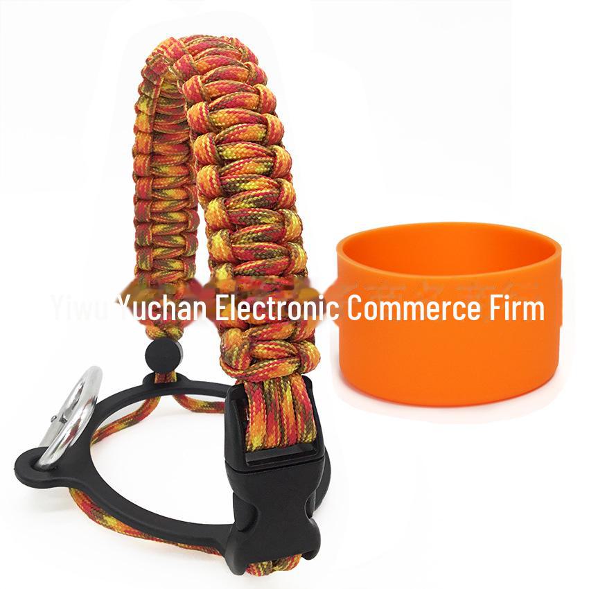 Top Thermos Cups with Silicone Non-Slip Sleeves, Hand-Woven Ropes, and Cup Handles