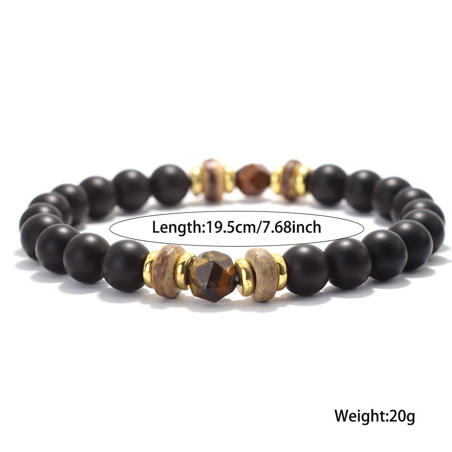 Новый браслет из натурального камня оникса и тигрового глаза для мужчин и женщин, латунные деревянные бусины, браслет-подвеска для пары, 8 мм, бисерный браслет, Pulsera