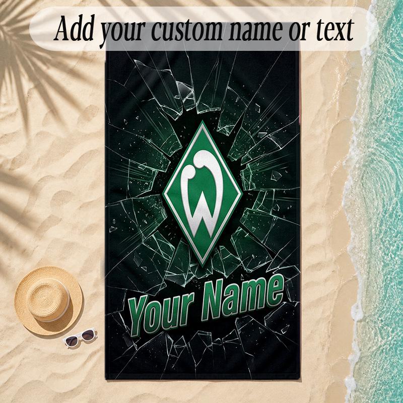 Beach TowelWerder Bremen FC Custom Name Text Personalized Soft Towel for Beach Pool Indoor Home Decor Gift