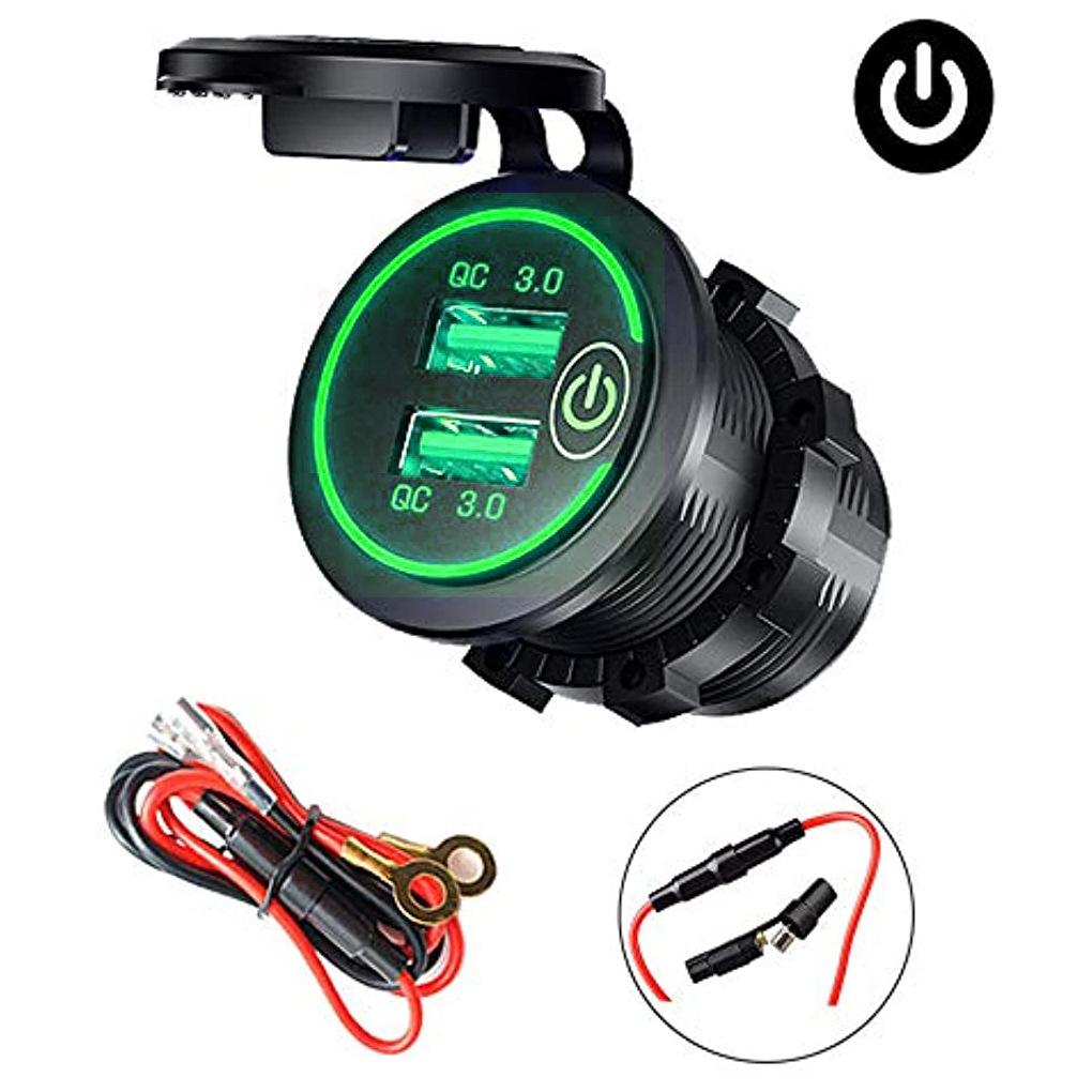 Двойной QC 3.0 двойной USB быстрое автомобильное зарядное гнездо 12 В/24 В водонепроницаемый с переключателем автомобильный адаптер быстрой зарядки розетка