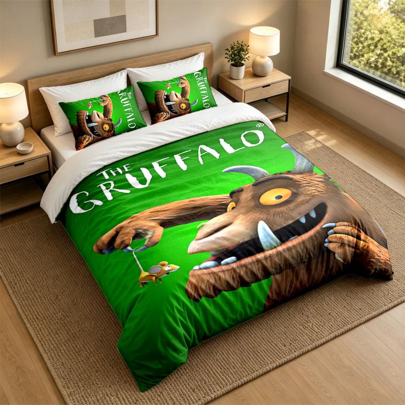 3Pcs Bedding SetThe Gruffalo Soft Bed Sheet and Two Pillowcases Home Bedroom Decor