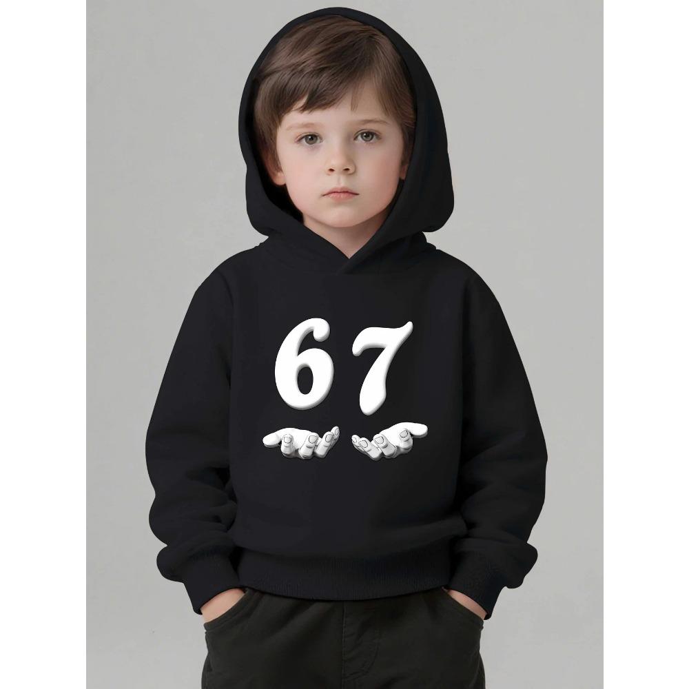 Spring Autumn Unisex Graphic Fun 67 Men's Hooded Pullover Sweater Long-sleeved Stylish Street Style Long-sleeved Women Clothing Top