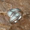 Female White Opal Stone Ring Boho Vintage Wedding Engagement Jewelry For Women