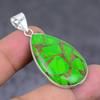 Natural Copper Green Turquoise 925 Sterling Silver Jewelry Pendant 1.77" W6N31