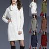 Women's Fashion Autumn/winter Solid Color High Collar Long Sleeve Wrap Hip Sweater Dress