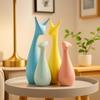 Home Decor Lucky Deer Family Statue Piano Finish Ceramic Figures - (Set of 4, Multicolor)