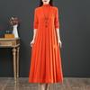 NEW Autumn Winter Covering Belly Dress Middle Aged Elderly Mother Retro Long Knitted Sweater Dresses Vestidos
