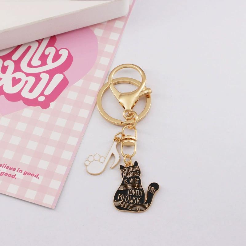 1PC Car Key Chains Creative Cat Keychain Handbag Charm Alloy Guitar for Women Music Note Pendant Keyring Musical Piano