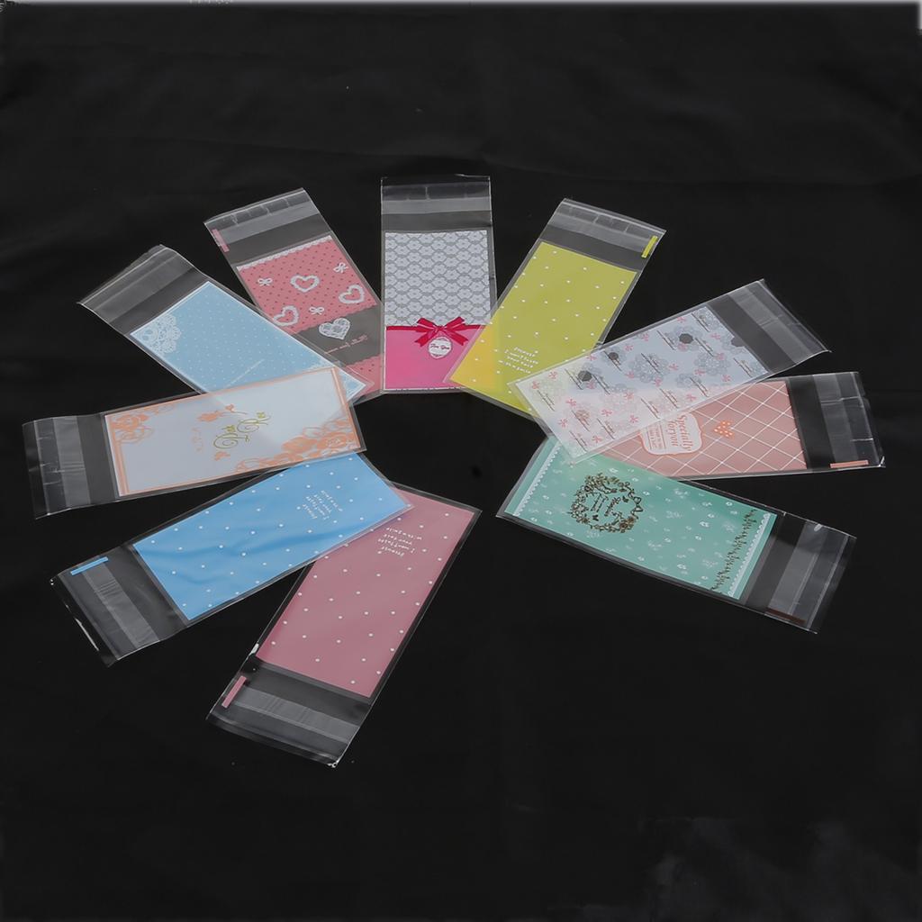 100Pcs Mini Plastic Cookie Candy Bag Self Adhesive Bags Gift Bag Cupcake Wrapper Bags