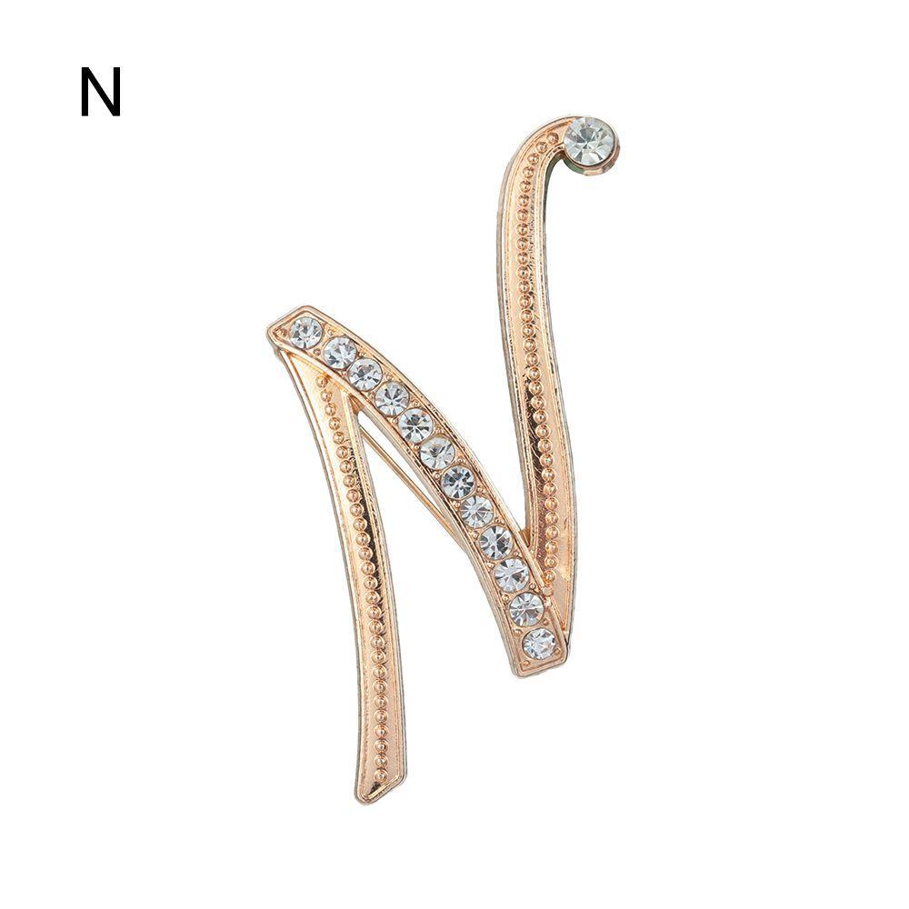 Suit Collar Accessories 26 English Letters Rhinestone Clip Initial Lapel Pin Crystal Letter Brooch