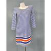 Foreign Trade Order Li's Casual All-matching Stripe Cotton Comfortable 3/4 Sleeve Round Neck Slimming Color Matching New Dress Women