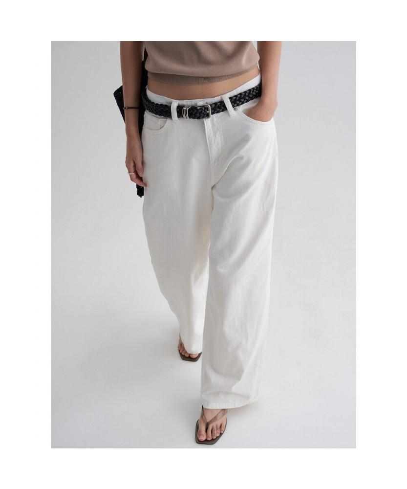 8SECONDS Semi-Wide Linen Denim White