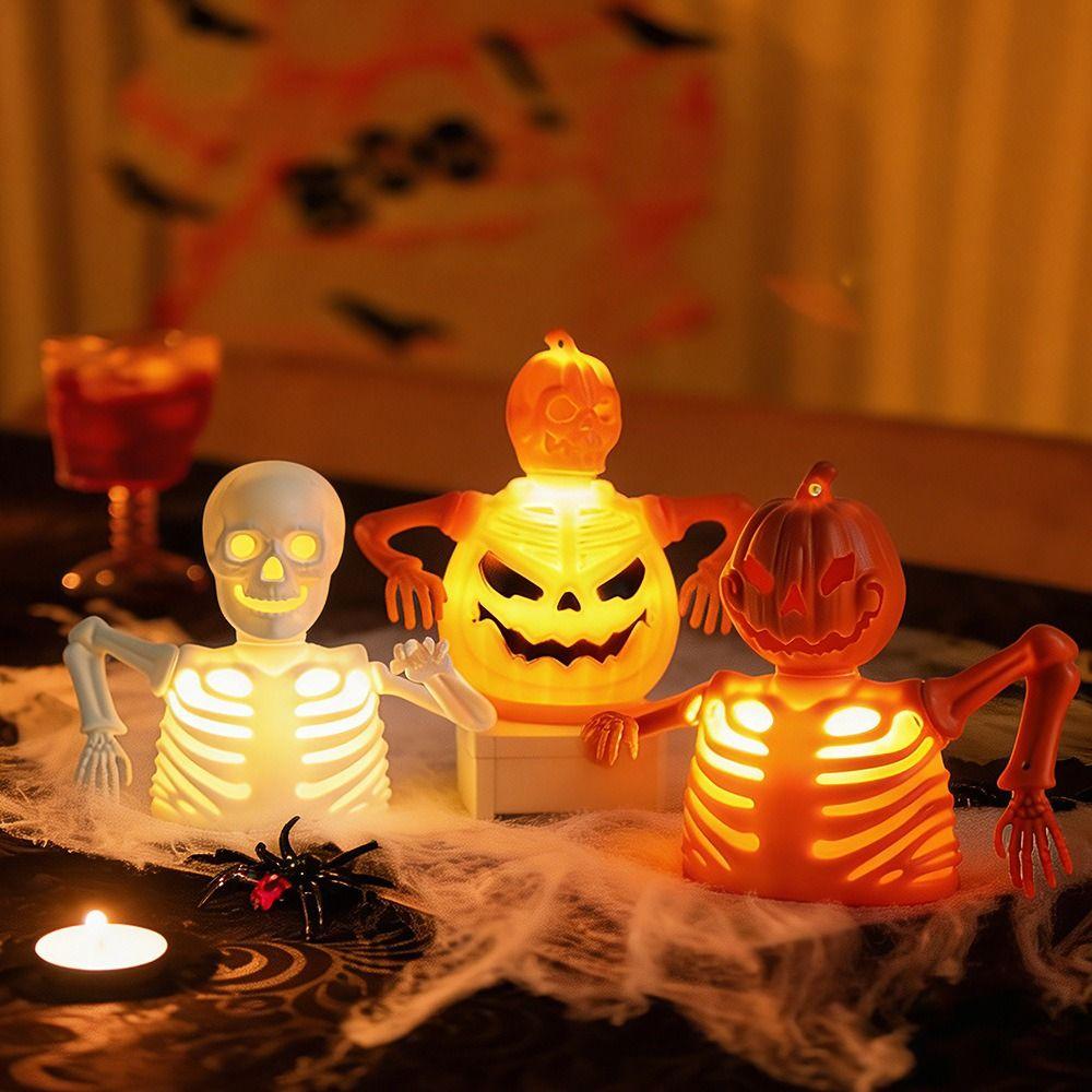 Multicolor Pumpkin Electronic Candle Skull Ghoast Spider Light Halloween Decoration Light  Gift