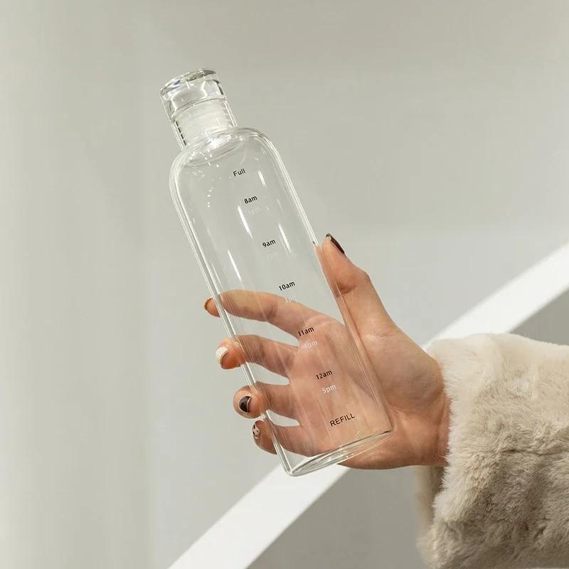 Creative Girl Water Bottle Plastic, High Sense Drinking Bottle , Cute Water Bottle with Time Scale