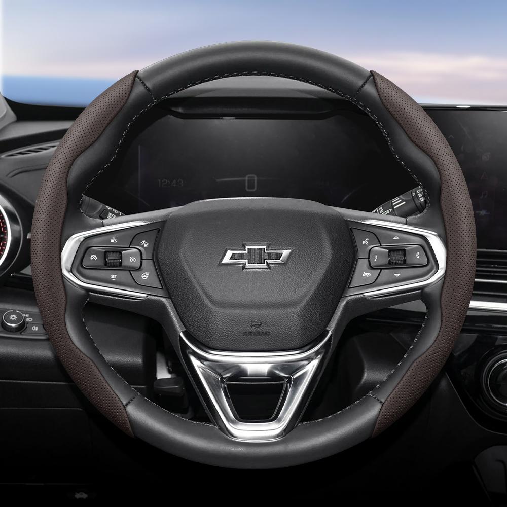 AABHN1 Suitable for Chevrolet Breathable Holes Leather Steering Wheel Cover Segmented Quick Release Design Non-Slip and Durable Cruze Spark Captiva