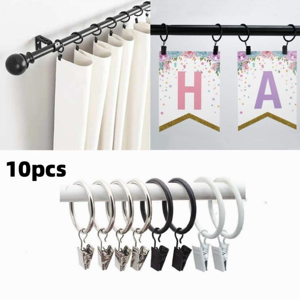 10pcs Metal Curtain Rings Clips Curtain Rods Curtain Rings Buckles Decoration Clothes Clip Home