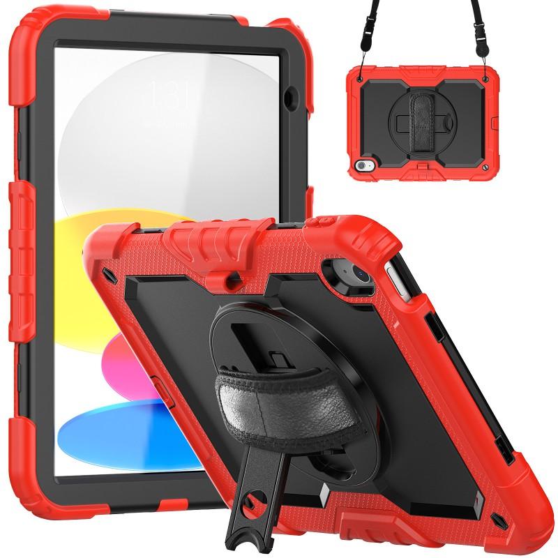 Silicone Full Cover Rotating Strap Case IPad 10th Gen 10.9 Inch Air 4/5 10.2 Color Block Design With Cushion