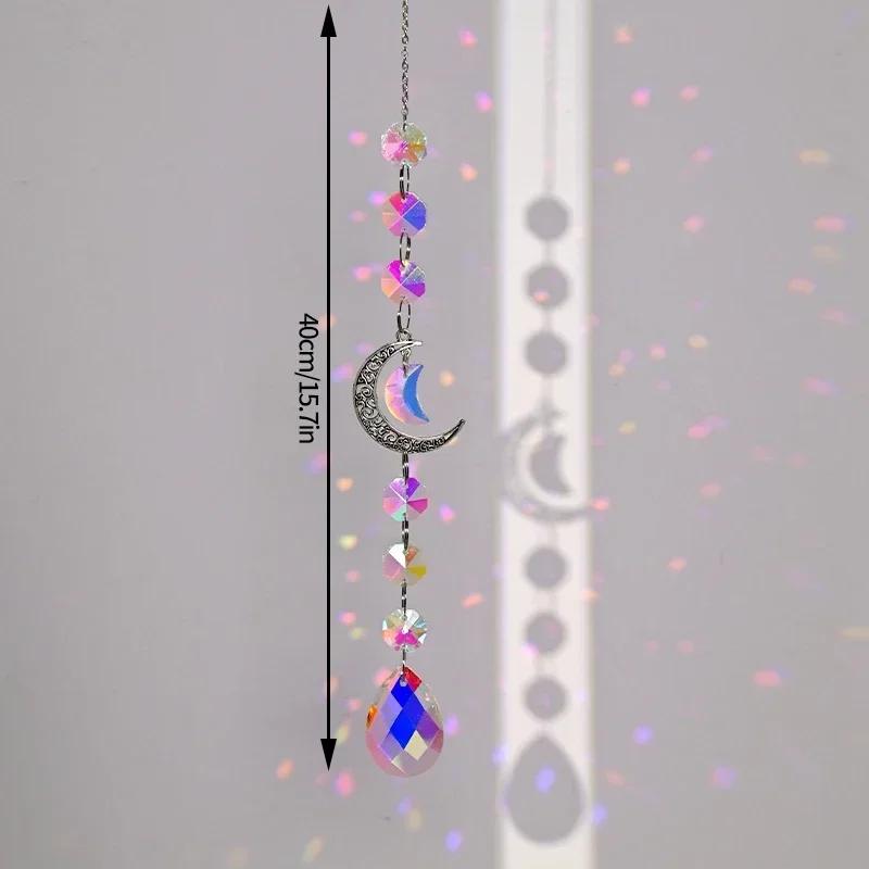 Crystal Suncatcher Sun Moon Tree Wind Chime Prisms Hanging Angel Butterfly Pendants Rainbow Chaser Garden Decor Window Drop Bell