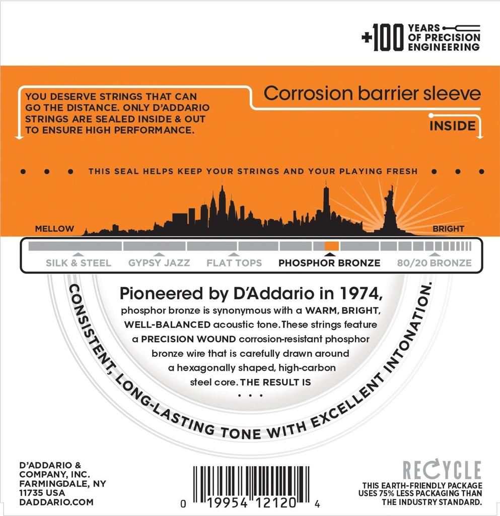 Струны для акустической гитары Phosphor Bronze Extra Light 12 струн EJ41 x 10 Set D'Addario .009-.045 []