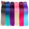 Прямые наращивания волос Ombre Розовый Фиолетовый Наращивание волос на 5 клипсах Синтетические дешевые 22 дюйма для женщин