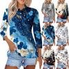 Женская модная повседневная рубашка с короткими рукавами 3/4 с лацканами и принтом, женские топы на пуговицах