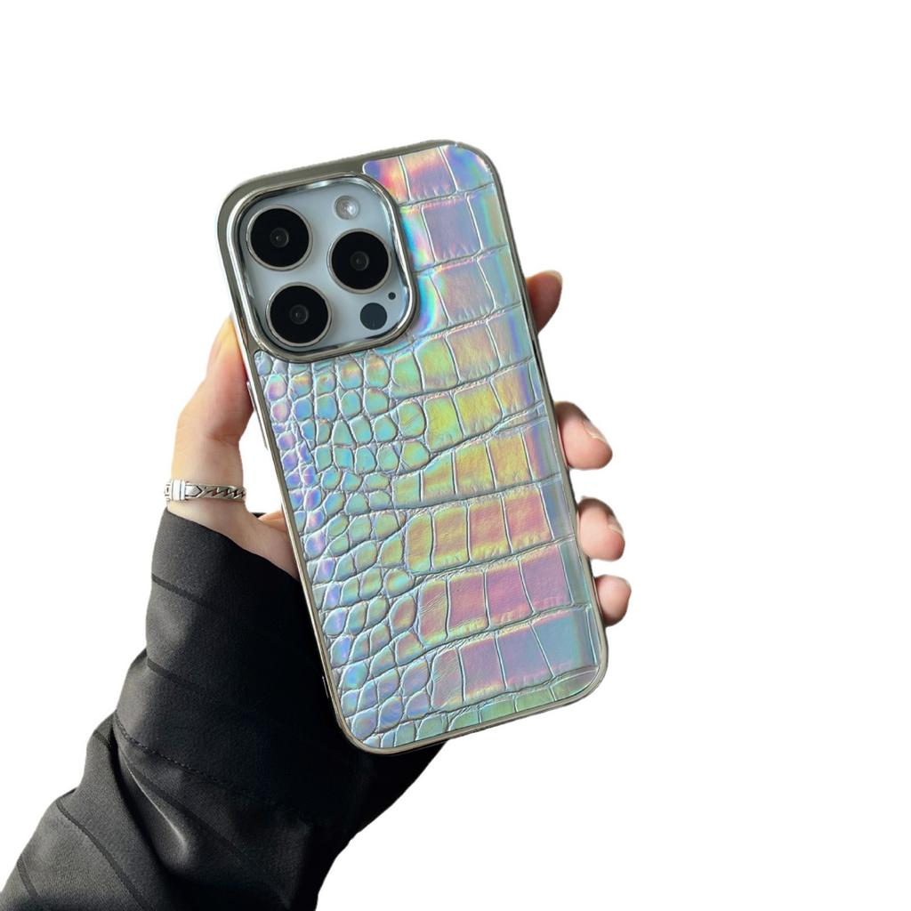 Это ослепительный гальванизированный чехол для телефона с узором крокодиловой кожи для iPhone15Promax и противоударный защитный чехол для Apple 14