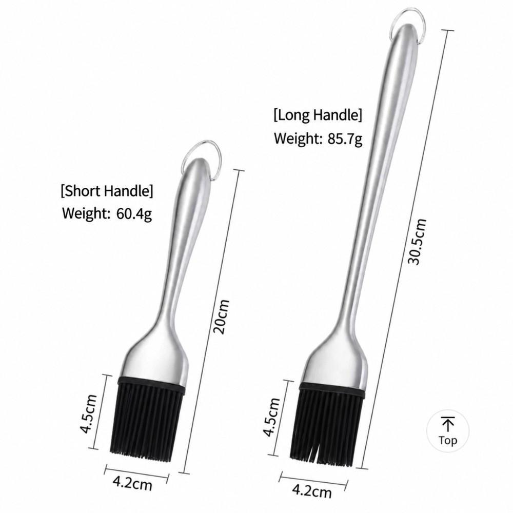 2PCS Stainless Steel Silicone Oil Brush Heat Resistant BBQ Sauce Brush Pastry Brush Baking Cooking