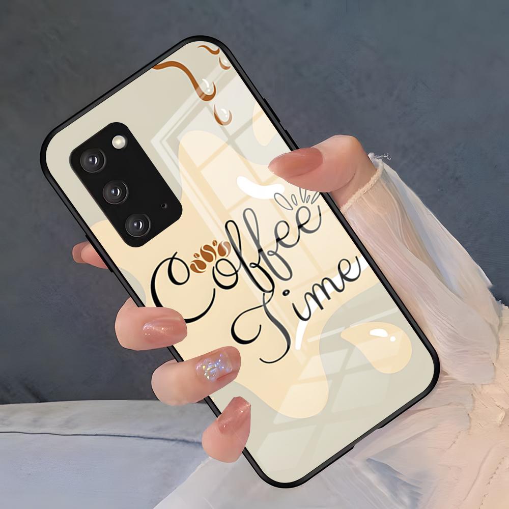 Чехол для телефона с рисунком 'Кофейное искусство' для Samsung S26 S25 Plus S20 S20 Plus S22 Ultra S23 FE S21 Plus S21 Ultra Стеклянная крышка