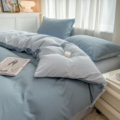 Однотонный четырехпредметный комплект постельного белья, приятный к коже, дышащий и удобный, стираные простыни, пододеяльники, наволочки, комплекты
