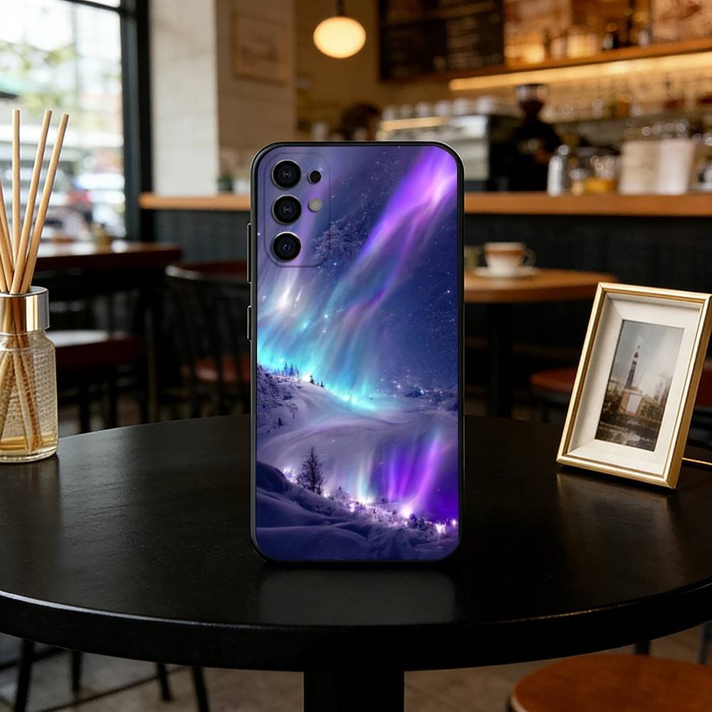 Чехол для телефона 'Северное сияние' для Samsung S25, S24, S21, S22, S23, S30, Ultra, S20, Plus, Fe, Lite, Note, 10, Черный