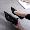 Туфли-лодочки женские туфли из флока с заостренным носком на высоком каблуке женские сексуальные туфли для вечеринки и свадьбы черные элегантные туфли для офиса