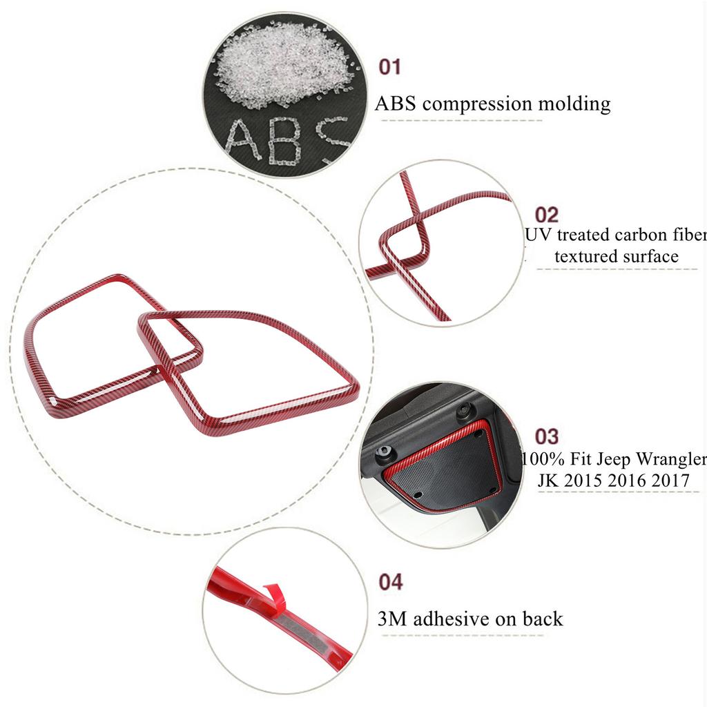 Звук на крышу, украшение для динамика, кольцо, накладка, наклейки для Jeep Wrangler JK 2015 2016 2017, аксессуары для салона автомобиля, ABS