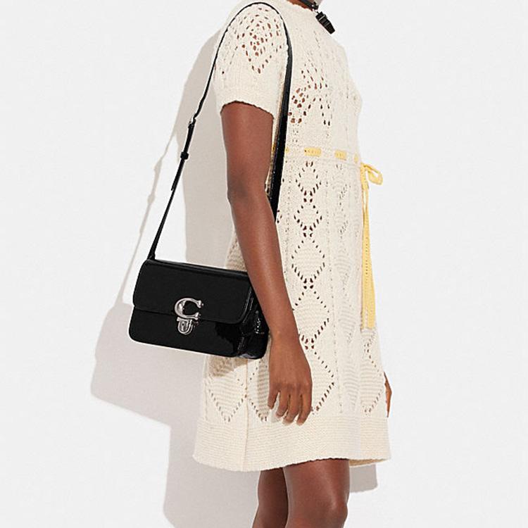 New COACH Studio Cow Leather Small Square Bag, Crossbody Bag, Shoulder Bag Women's Black CE723-LHBLK