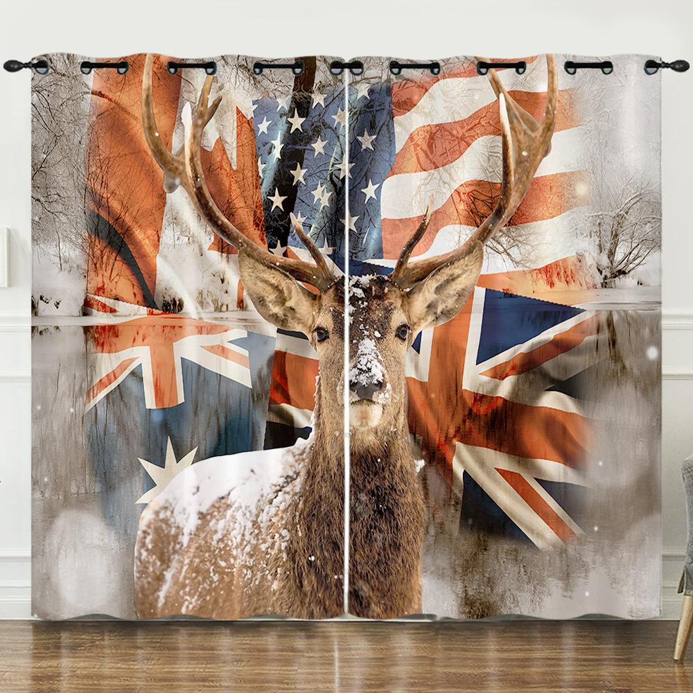 Штора Мультяшное Животное Олень Пейзаж Любовь 3D Цифровая Печать Блэкаут Штора На Люверсах