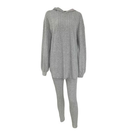 2 шт./комплект женский костюм с капюшоном брюки средней длины с капюшоном длинные рукава топ