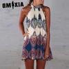 Fashion Sleeveless Printed Dress Loose Casual Hanging Neck Dress Beach Dresses