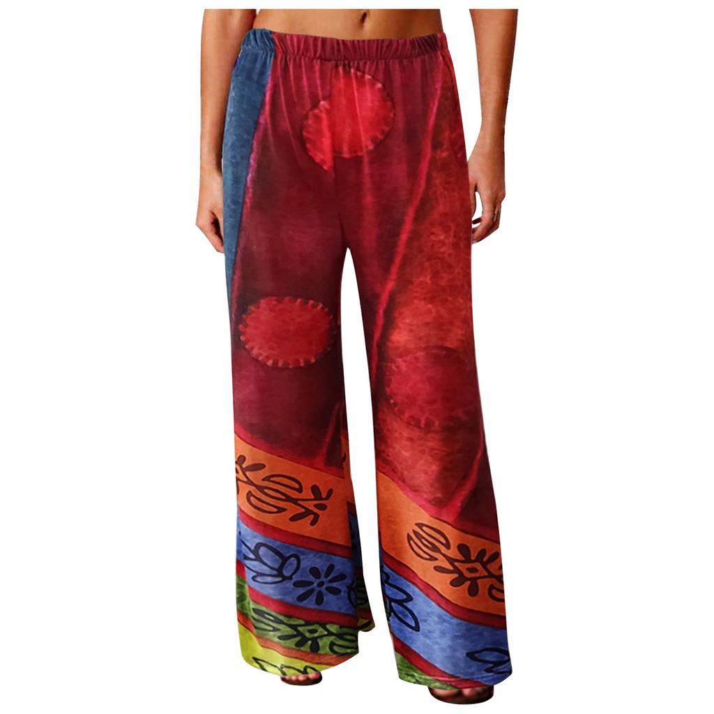 Модные женские туфли для отдыха в этническом стиле с ретро-принтом, свободные широкие брюки