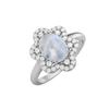 8X6MM Oval Moonstone Gemstone 925 Sterling Silver Solitaire Halo Women Engagement Ring